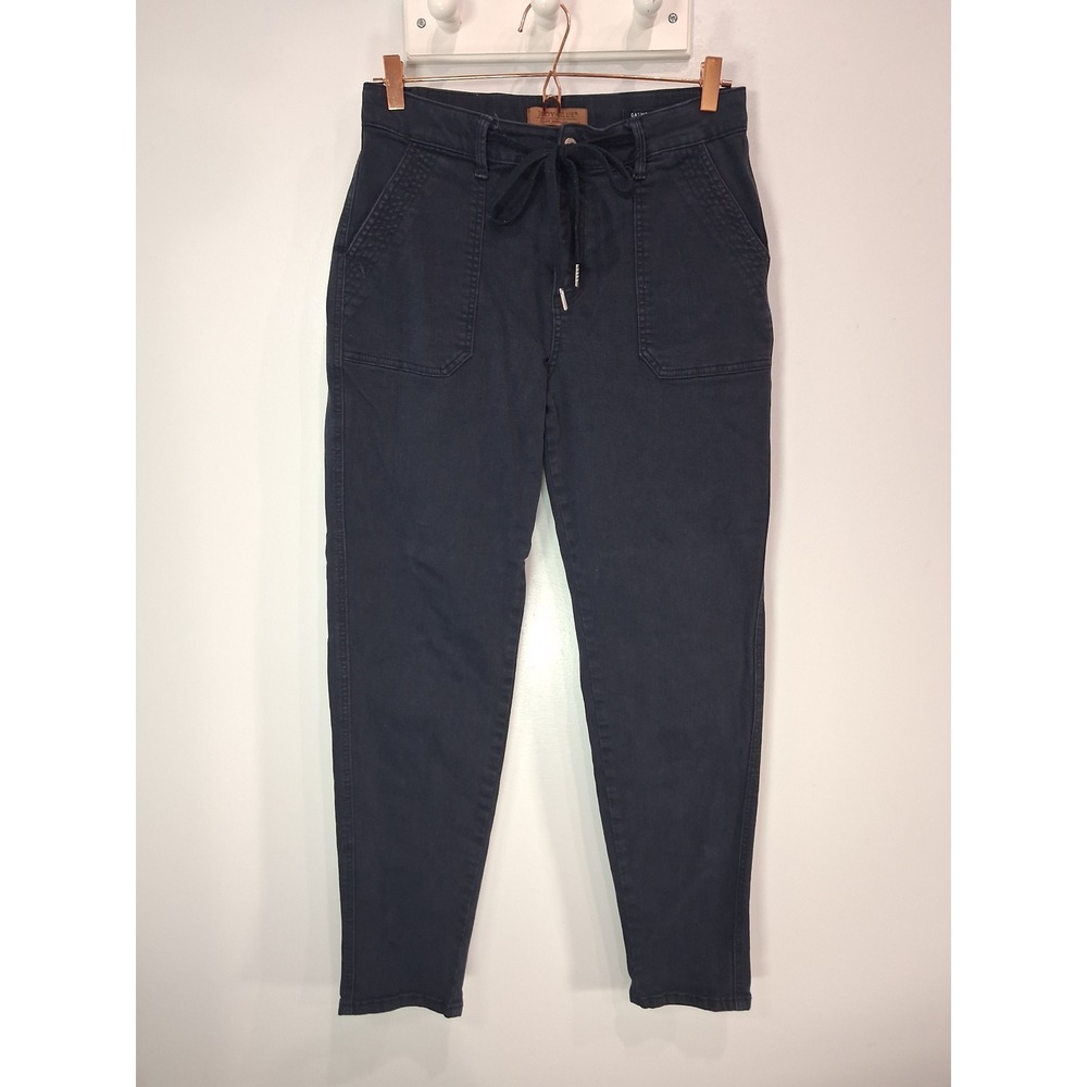 Judy Blue Navy Garment Dyed Drawstring Joggers High Rise Patch Pockets 9/29